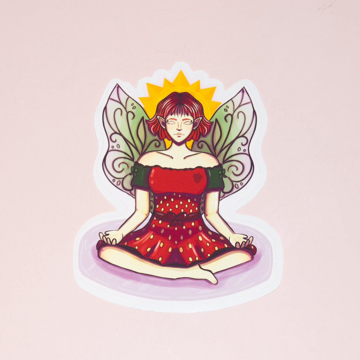 Meditating Quartz Fairy | Die Cut Sticker | Easy Peel Tab