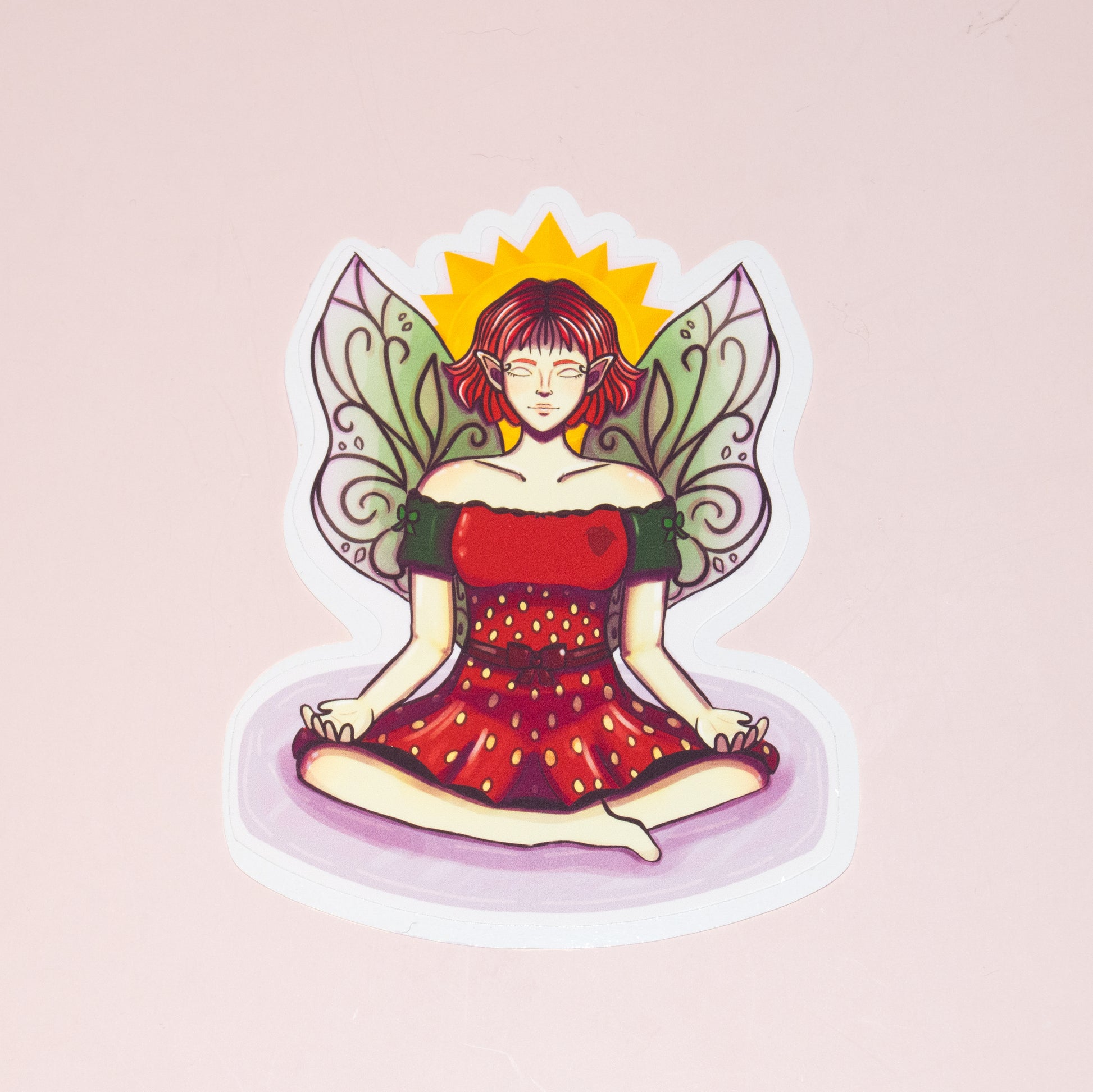 Meditating Quartz Fairy | Die Cut Sticker | Easy Peel Tab