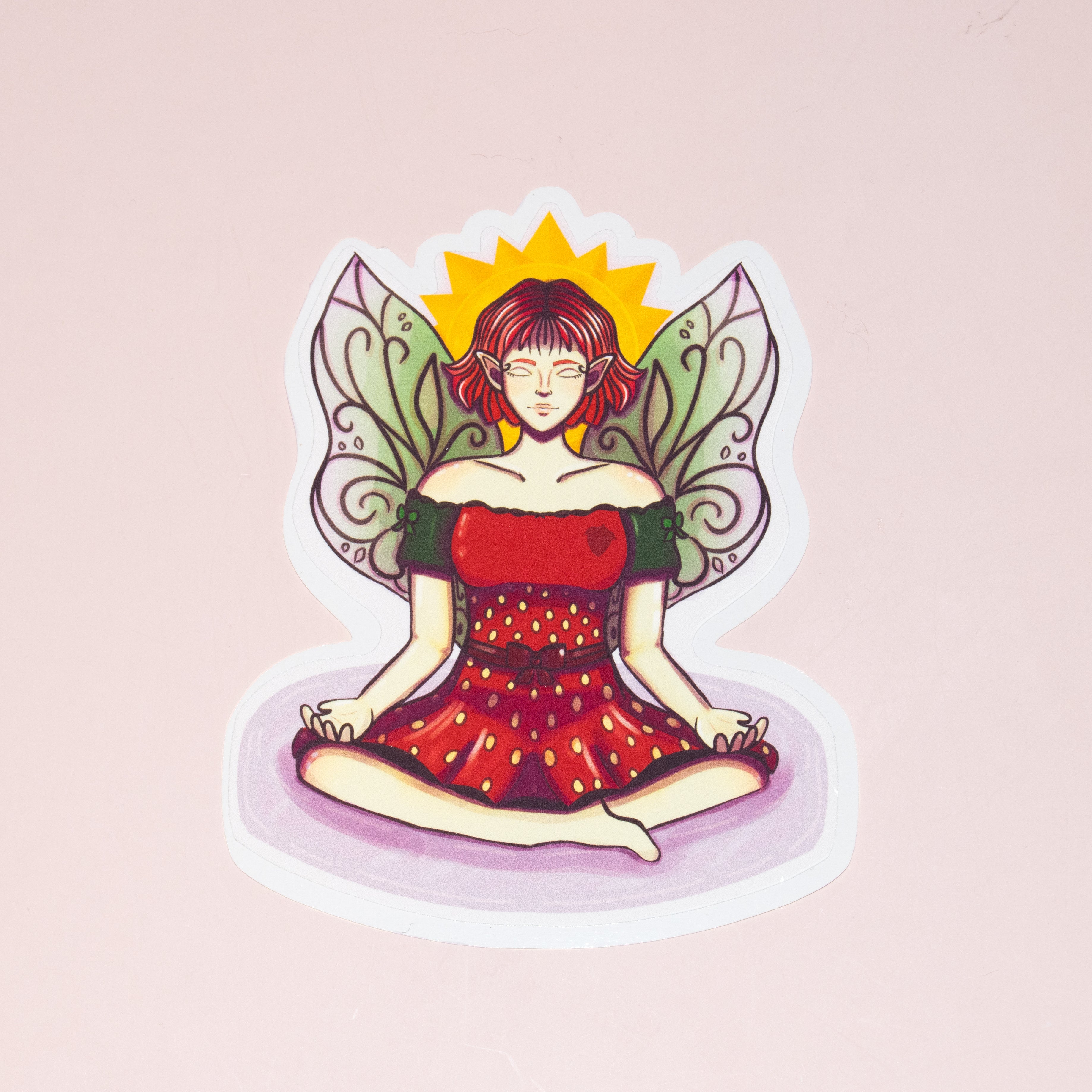 Meditating Quartz Fairy | Die Cut Sticker | Easy Peel Tab