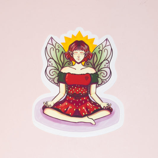 Meditating Quartz Fairy | Die Cut Sticker | Easy Peel Tab